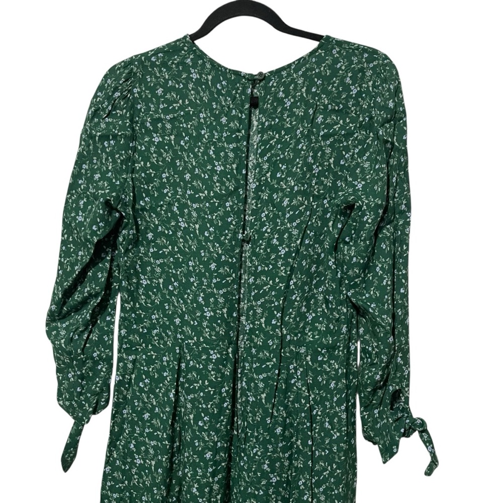 Reformation Green  Zelda Midi Dress Floral‎ Tie Sleeve Button Prairiecore Size 8 - Picture 9 of 15